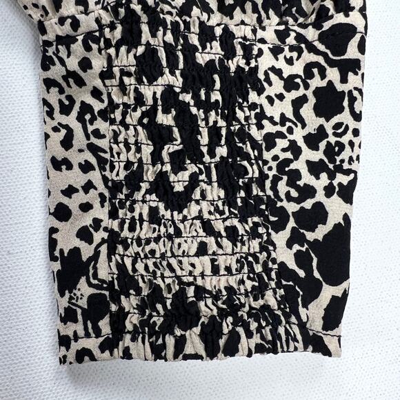 Rebecca Taylor Leopard 100% Silk A-Line Long Sleeve Button Up Shift Dress Size 8 - Picture 12 of 16